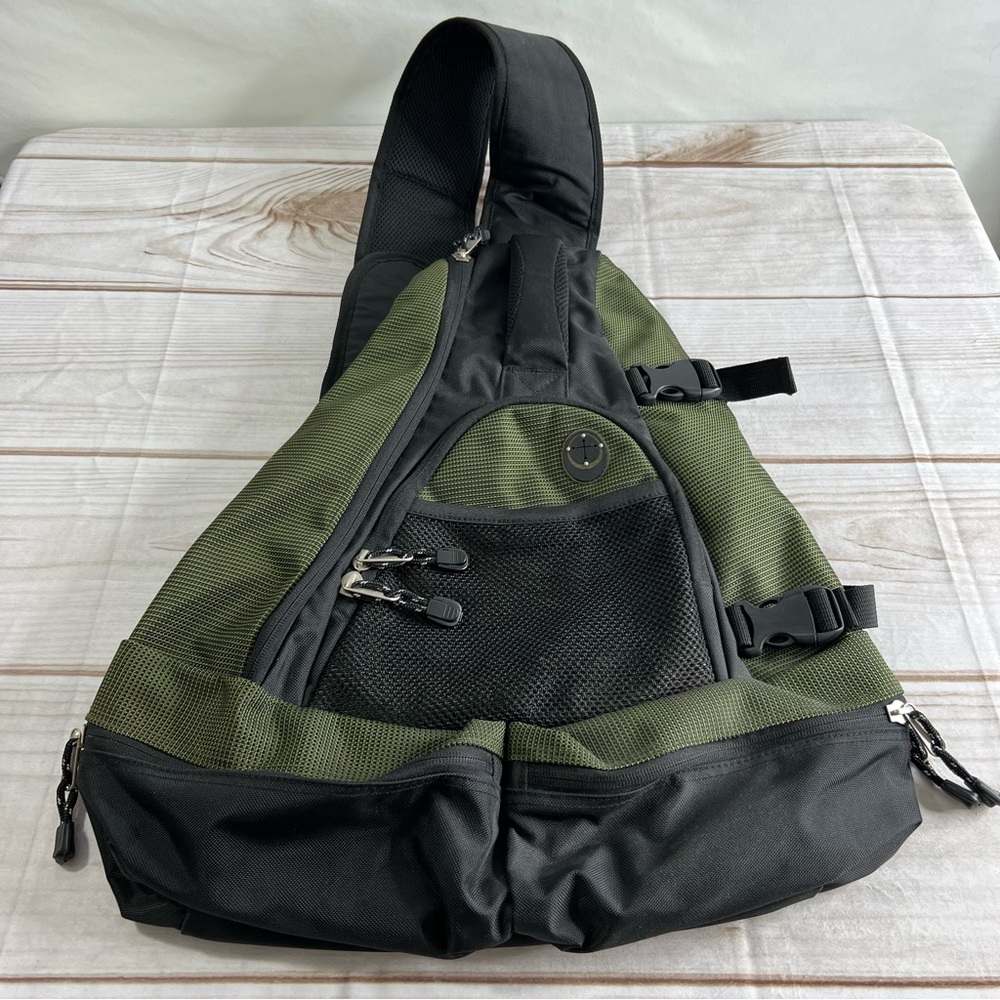 EBags Black and Green Sling Backpack